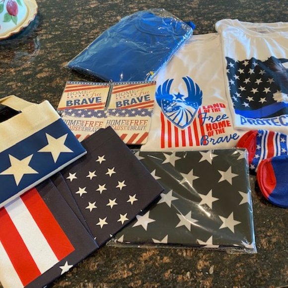 huge BUNDLE 10 * PATRIOTIC Military Police APPRECIATION * 3Ts- 2prSOX- 2bags ++ - Picture 1 of 9